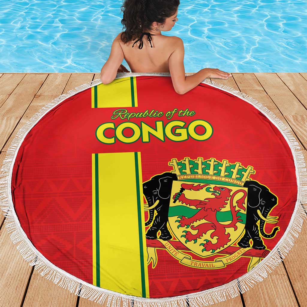 Congo Brazzaville Football Beach Blanket Go Ba Diabulu ya Mbwaki Red Color - Wonder Print Shop
