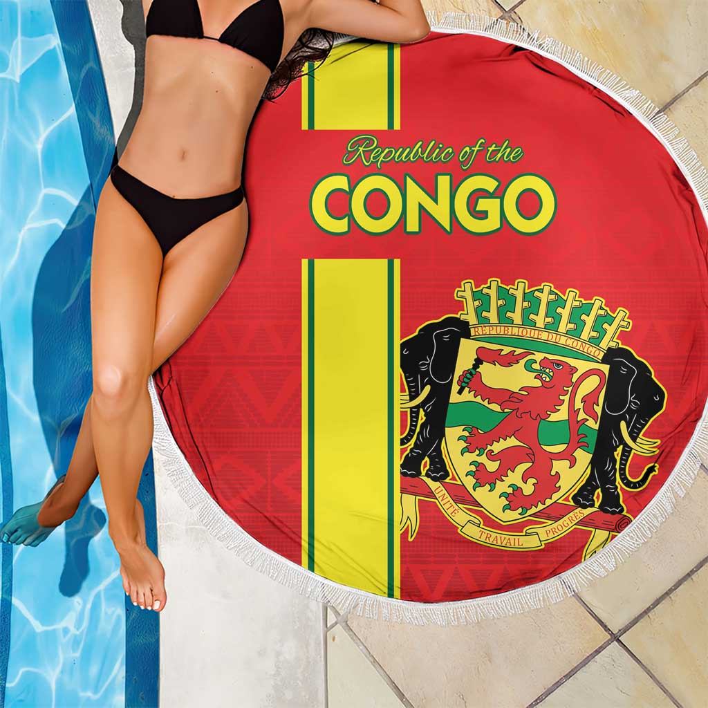 Congo Brazzaville Football Beach Blanket Go Ba Diabulu ya Mbwaki Red Color - Wonder Print Shop