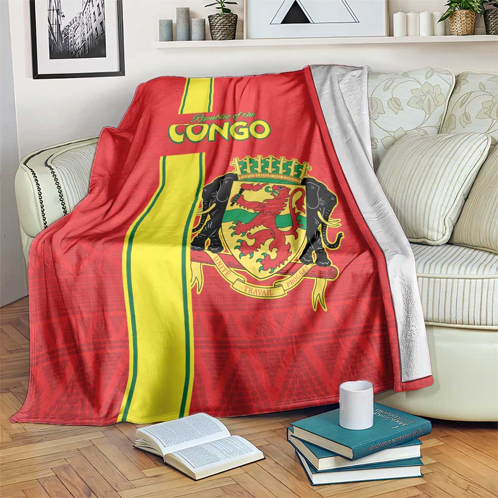 Congo Brazzaville Football Blanket Go Ba Diabulu ya Mbwaki Red Color - Wonder Print Shop