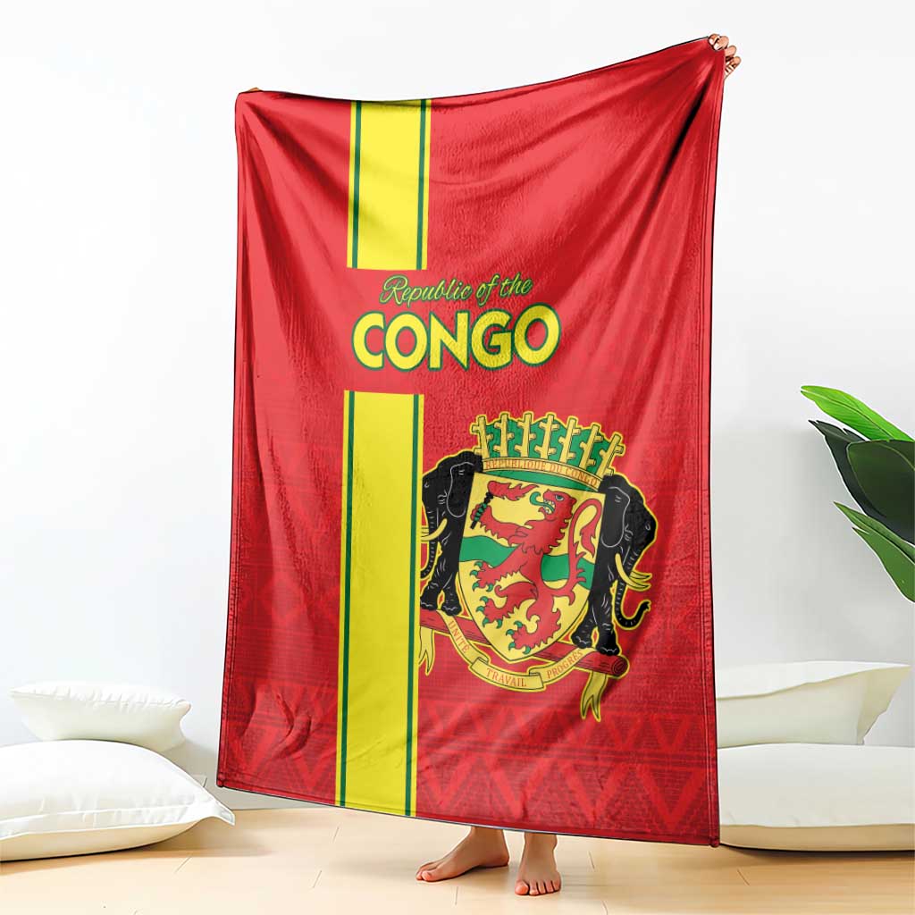 Congo Brazzaville Football Blanket Go Ba Diabulu ya Mbwaki Red Color - Wonder Print Shop