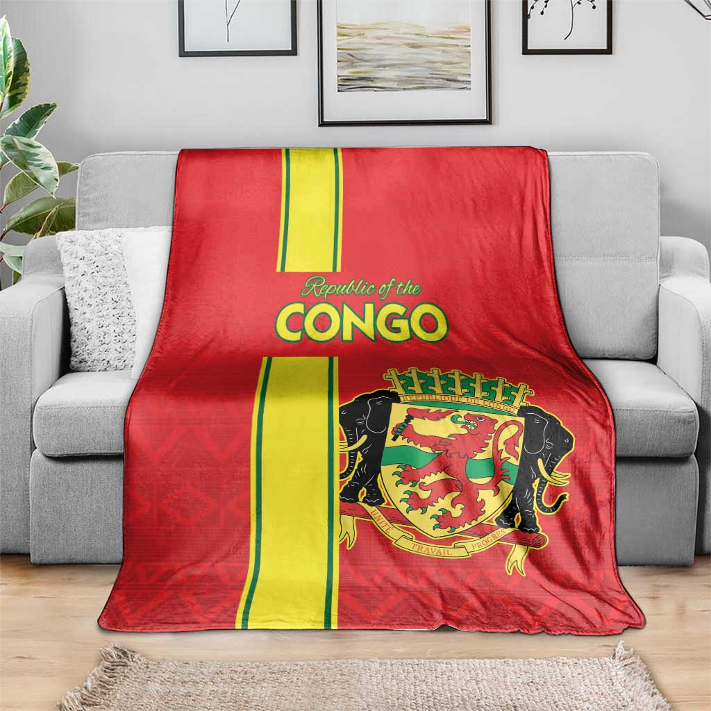 Congo Brazzaville Football Blanket Go Ba Diabulu ya Mbwaki Red Color - Wonder Print Shop