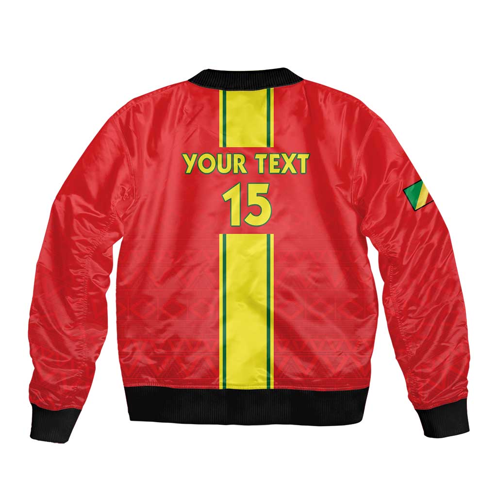 Custom Congo Brazzaville Football Bomber Jacket Go Ba Diabulu ya Mbwaki Red Color - Wonder Print Shop