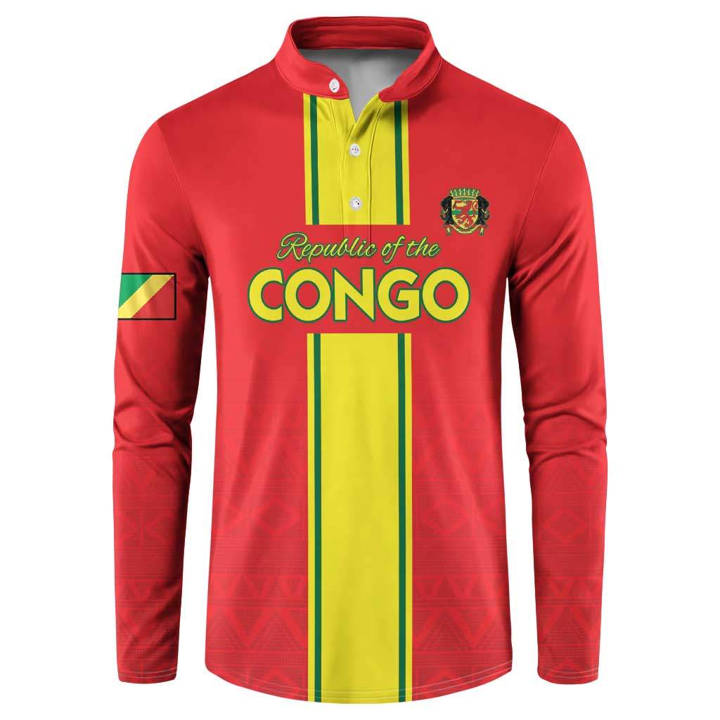 Custom Congo Brazzaville Football Button Sweatshirt Go Ba Diabulu ya Mbwaki Red Color - Wonder Print Shop