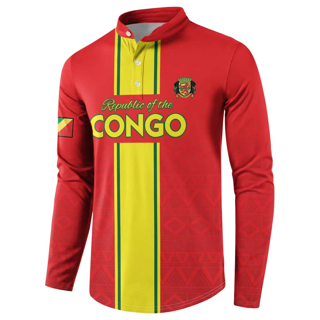 Custom Congo Brazzaville Football Button Sweatshirt Go Ba Diabulu ya Mbwaki Red Color - Wonder Print Shop
