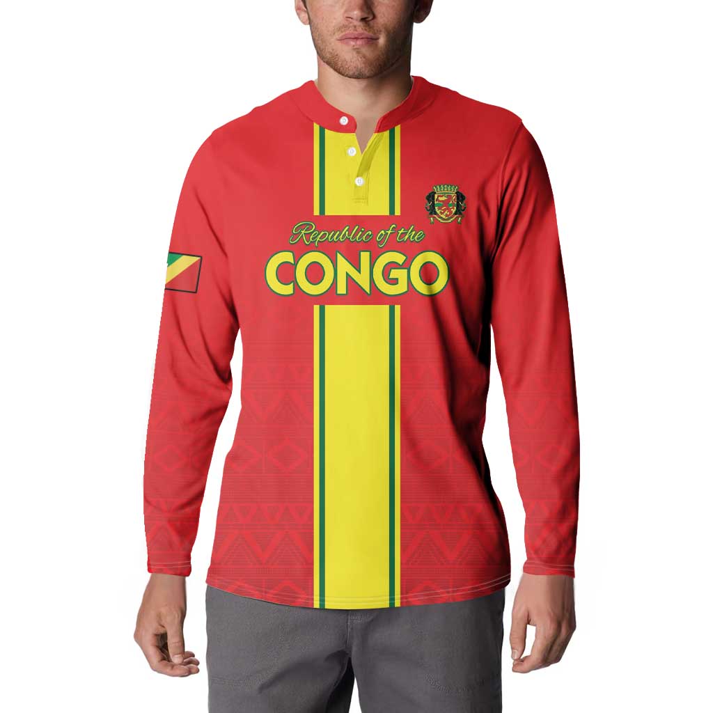 Custom Congo Brazzaville Football Button Sweatshirt Go Ba Diabulu ya Mbwaki Red Color - Wonder Print Shop
