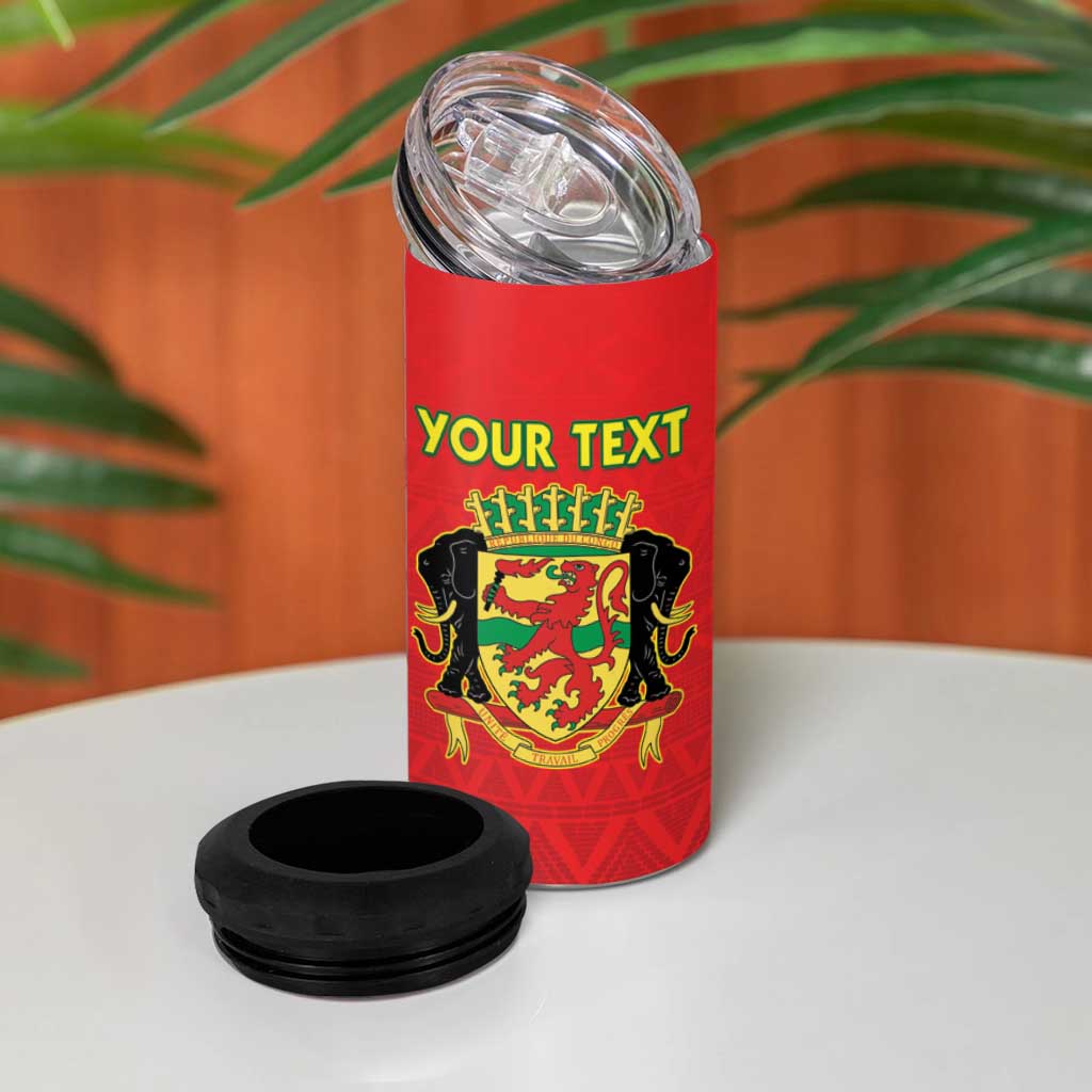 Custom Congo Brazzaville Football 4 in 1 Can Cooler Tumbler Go Ba Diabulu ya Mbwaki Red Color - Wonder Print Shop