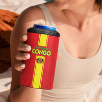 Custom Congo Brazzaville Football 4 in 1 Can Cooler Tumbler Go Ba Diabulu ya Mbwaki Red Color - Wonder Print Shop