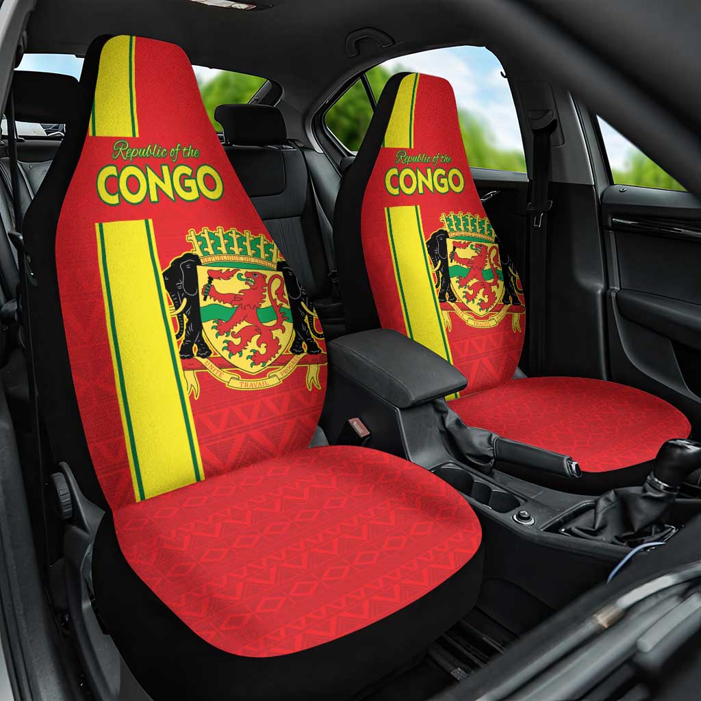 Congo Brazzaville Football Car Seat Cover Go Ba Diabulu ya Mbwaki Red Color - Wonder Print Shop