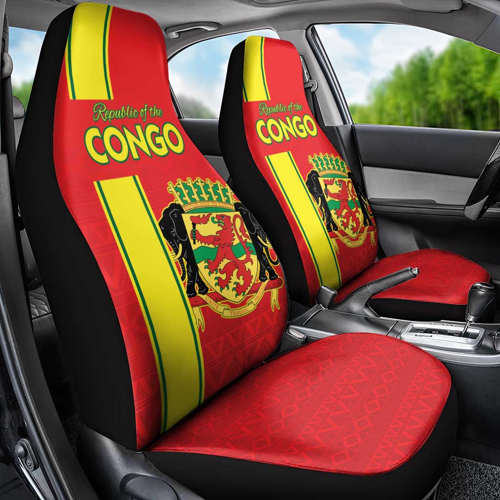 Congo Brazzaville Football Car Seat Cover Go Ba Diabulu ya Mbwaki Red Color - Wonder Print Shop