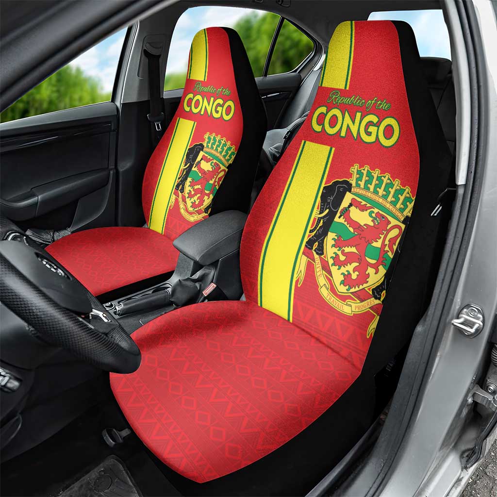 Congo Brazzaville Football Car Seat Cover Go Ba Diabulu ya Mbwaki Red Color - Wonder Print Shop