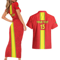 Custom Congo Brazzaville Football Couples Matching Short Sleeve Bodycon Dress and Hawaiian Shirt Go Ba Diabulu ya Mbwaki Red Color - Wonder Print Shop