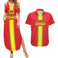 Custom Congo Brazzaville Football Couples Matching Summer Maxi Dress and Hawaiian Shirt Go Ba Diabulu ya Mbwaki Red Color - Wonder Print Shop