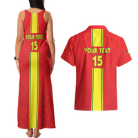 Custom Congo Brazzaville Football Couples Matching Tank Maxi Dress and Hawaiian Shirt Go Ba Diabulu ya Mbwaki Red Color - Wonder Print Shop
