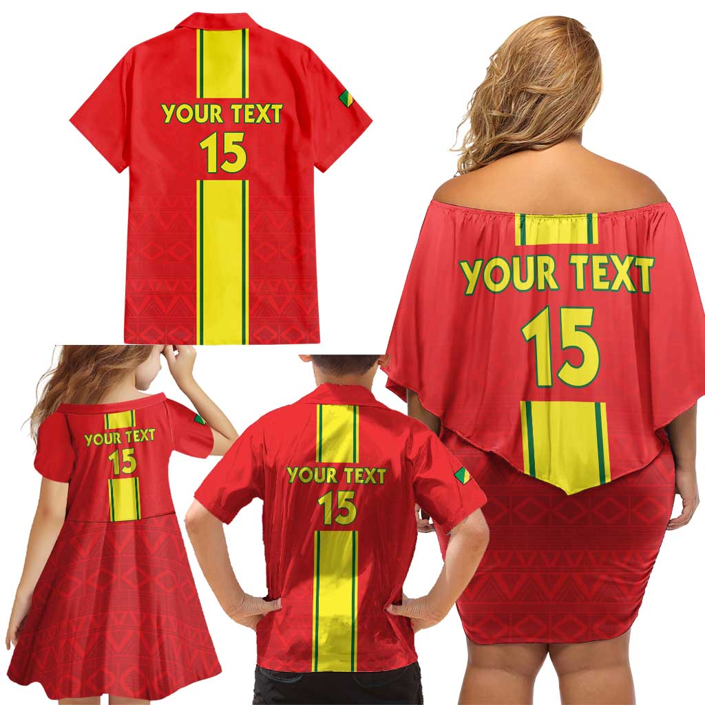 Custom Congo Brazzaville Football Family Matching Off Shoulder Short Dress and Hawaiian Shirt Go Ba Diabulu ya Mbwaki Red Color - Wonder Print Shop