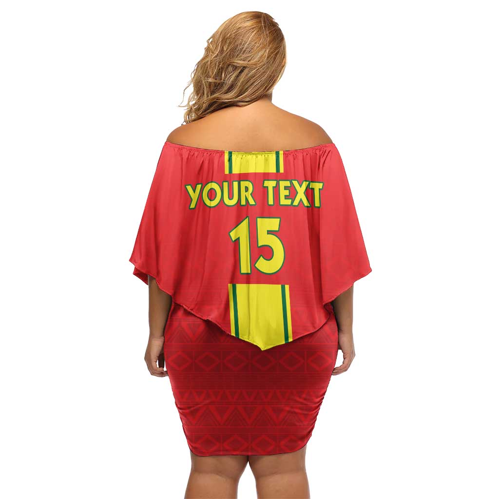 Custom Congo Brazzaville Football Family Matching Off Shoulder Short Dress and Hawaiian Shirt Go Ba Diabulu ya Mbwaki Red Color - Wonder Print Shop