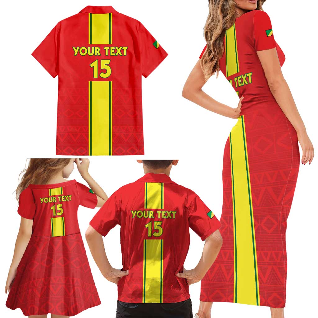 Custom Congo Brazzaville Football Family Matching Short Sleeve Bodycon Dress and Hawaiian Shirt Go Ba Diabulu ya Mbwaki Red Color - Wonder Print Shop