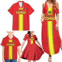 Custom Congo Brazzaville Football Family Matching Summer Maxi Dress and Hawaiian Shirt Go Ba Diabulu ya Mbwaki Red Color - Wonder Print Shop