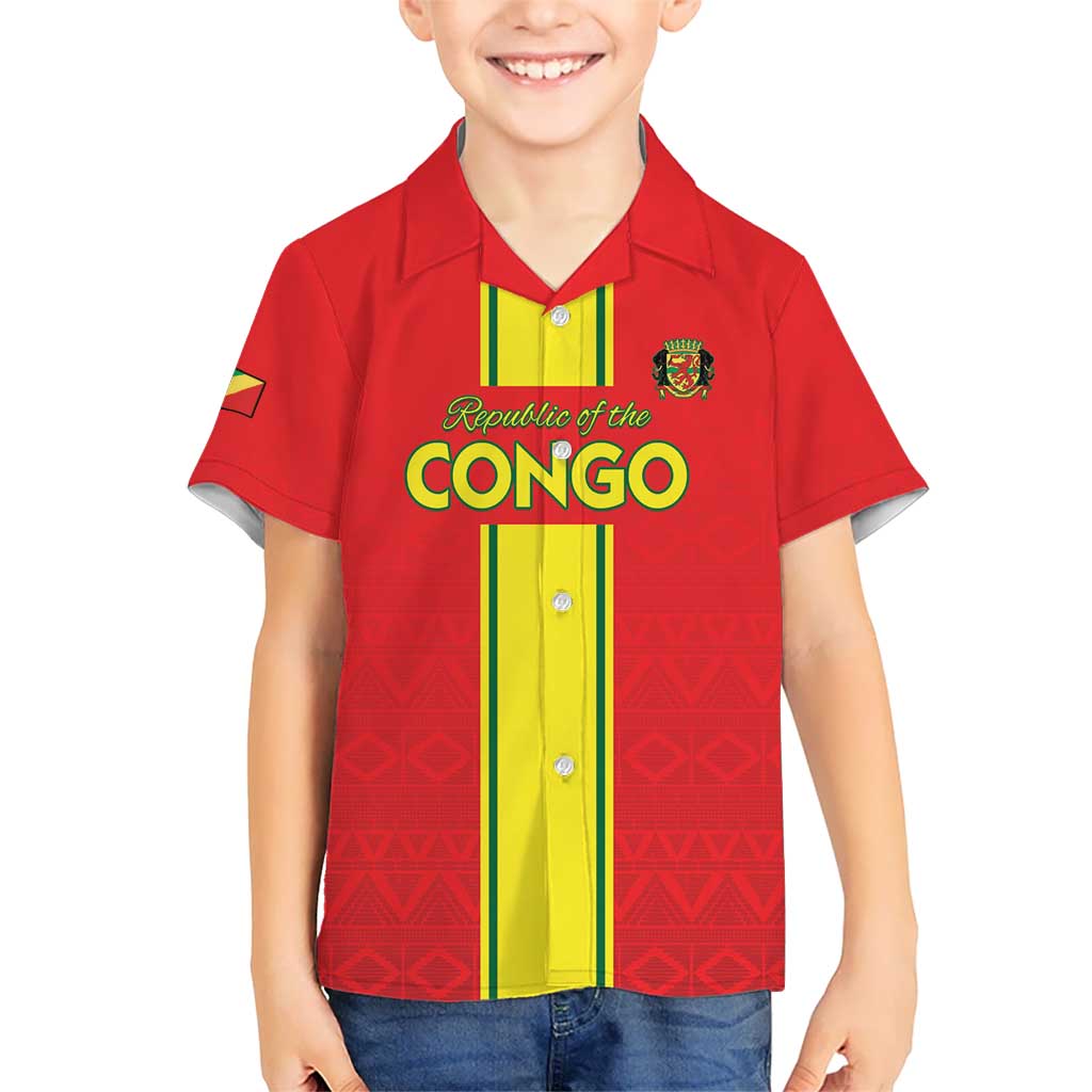 Custom Congo Brazzaville Football Hawaiian Shirt Go Ba Diabulu ya Mbwaki Red Color - Wonder Print Shop