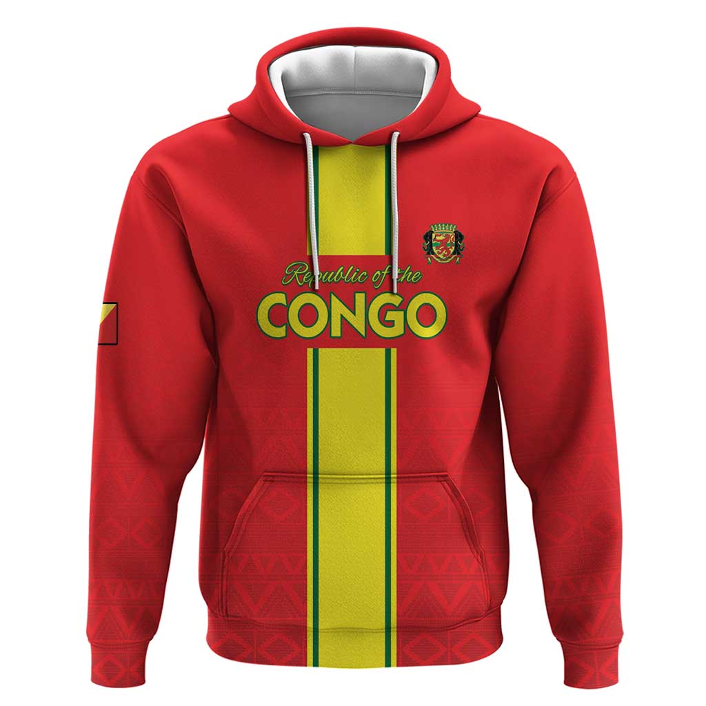 Custom Congo Brazzaville Football Hoodie Go Ba Diabulu ya Mbwaki Red Color - Wonder Print Shop