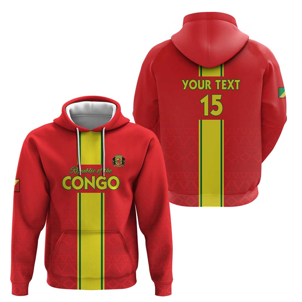 Custom Congo Brazzaville Football Hoodie Go Ba Diabulu ya Mbwaki Red Color - Wonder Print Shop