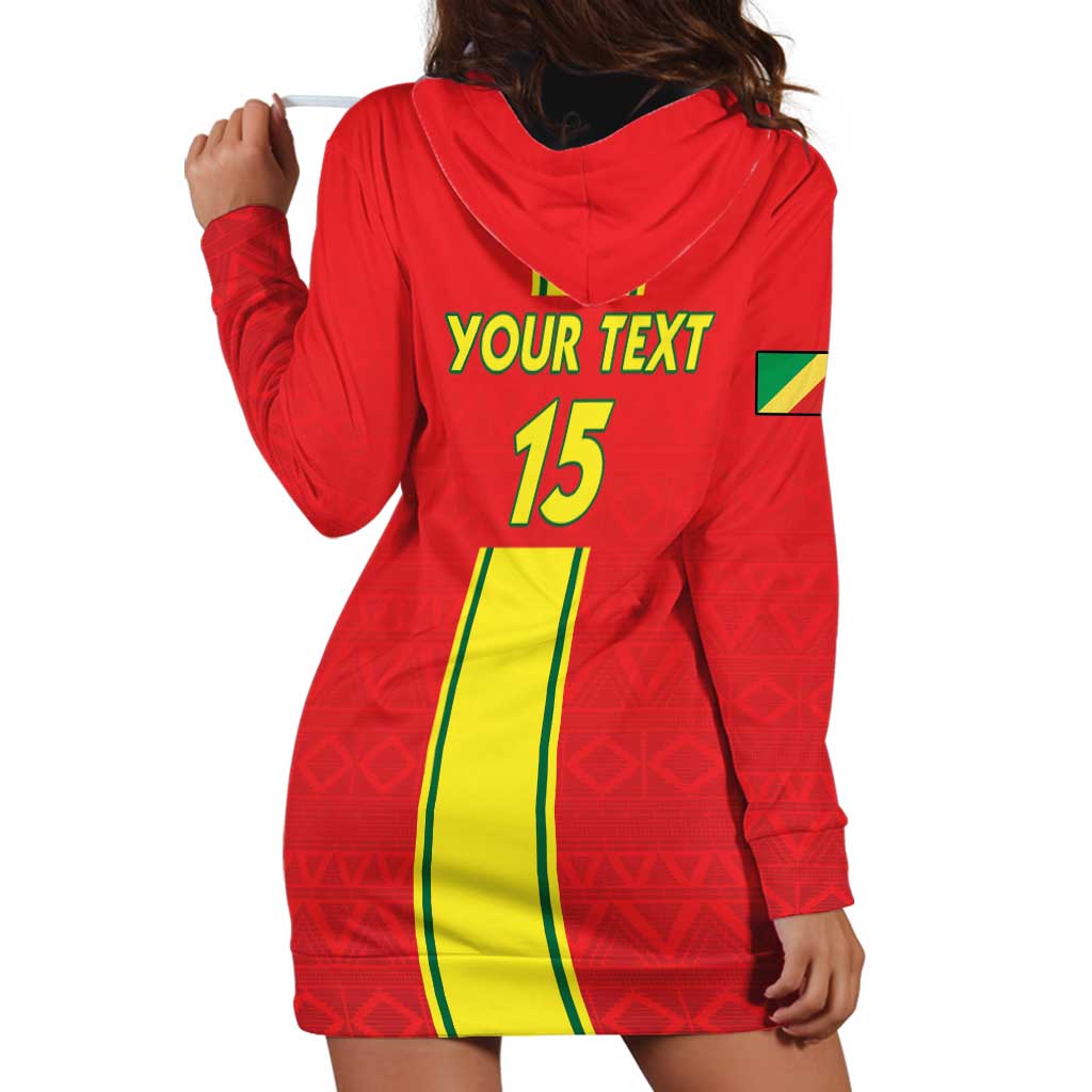 Custom Congo Brazzaville Football Hoodie Dress Go Ba Diabulu ya Mbwaki Red Color - Wonder Print Shop