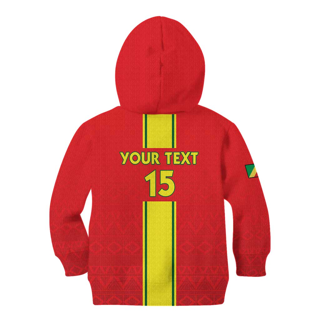 Custom Congo Brazzaville Football Kid Hoodie Go Ba Diabulu ya Mbwaki Red Color - Wonder Print Shop