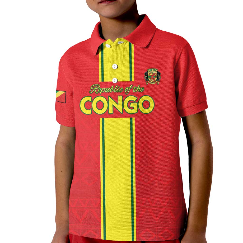 Custom Congo Brazzaville Football Kid Polo Shirt Go Ba Diabulu ya Mbwaki Red Color - Wonder Print Shop