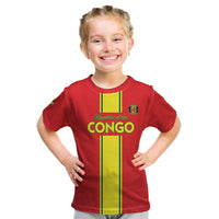 Custom Congo Brazzaville Football Kid T Shirt Go Ba Diabulu ya Mbwaki Red Color - Wonder Print Shop