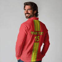 Custom Congo Brazzaville Football Long Sleeve Polo Shirt Go Ba Diabulu ya Mbwaki Red Color - Wonder Print Shop