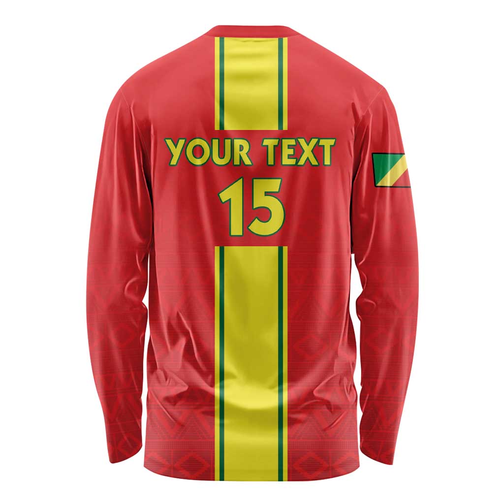 Custom Congo Brazzaville Football Long Sleeve Shirt Go Ba Diabulu ya Mbwaki Red Color - Wonder Print Shop
