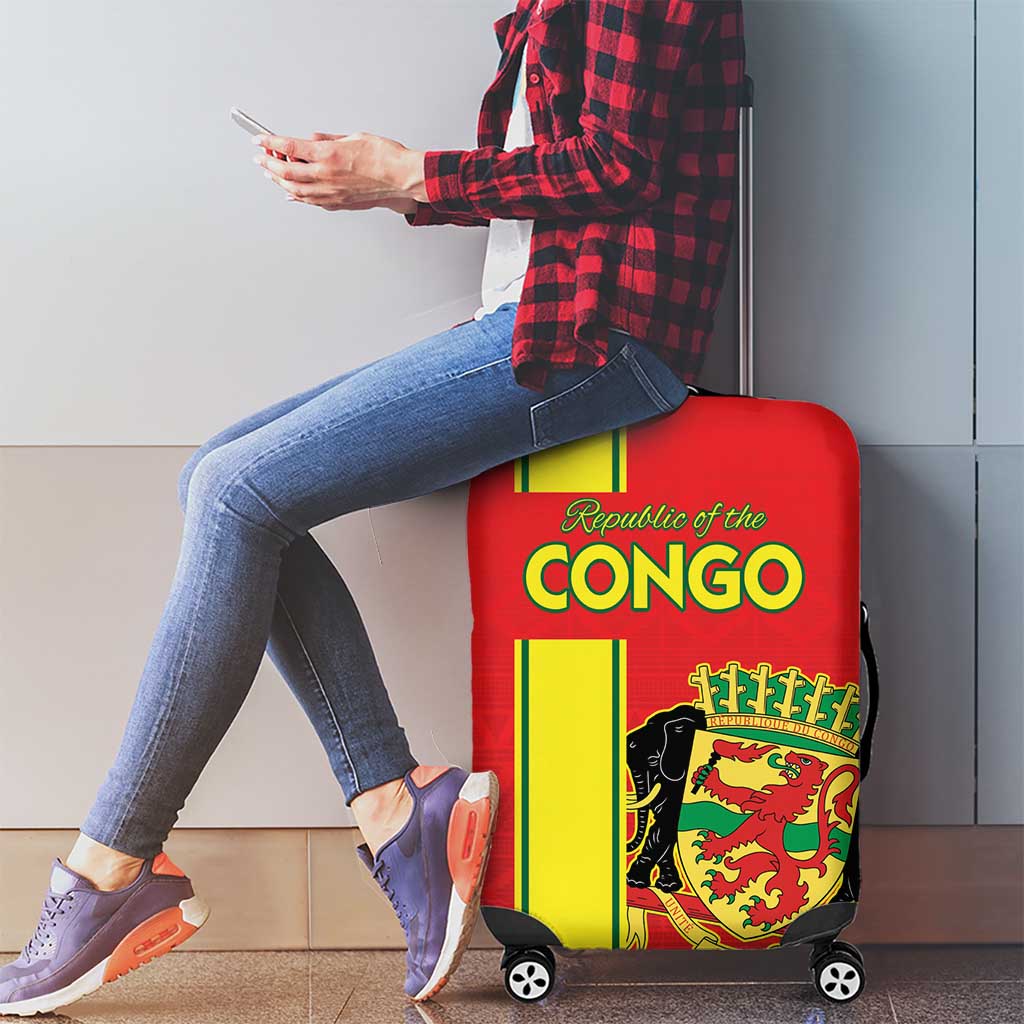 Congo Brazzaville Football Luggage Cover Go Ba Diabulu ya Mbwaki Red Color - Wonder Print Shop