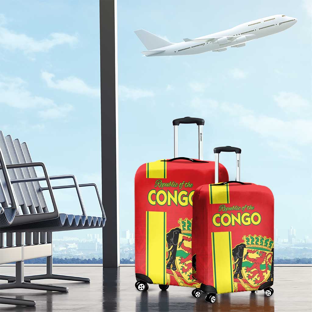 Congo Brazzaville Football Luggage Cover Go Ba Diabulu ya Mbwaki Red Color - Wonder Print Shop
