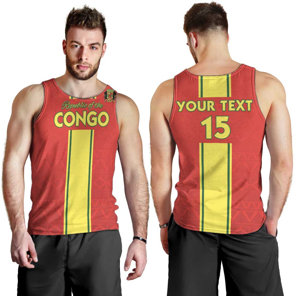 Custom Congo Brazzaville Football Men Tank Top Go Ba Diabulu ya Mbwaki Red Color - Wonder Print Shop