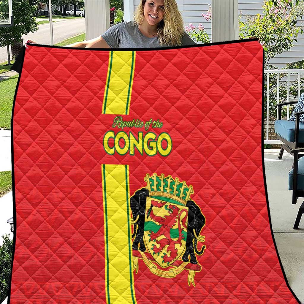 Congo Brazzaville Football Quilt Go Ba Diabulu ya Mbwaki Red Color - Wonder Print Shop
