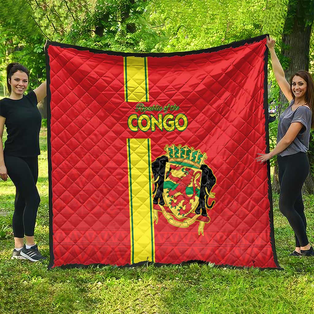 Congo Brazzaville Football Quilt Go Ba Diabulu ya Mbwaki Red Color - Wonder Print Shop