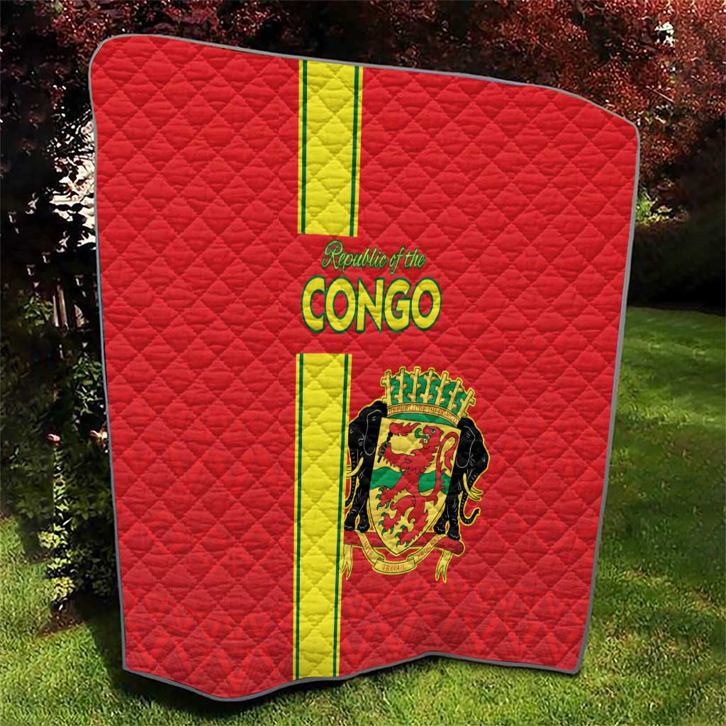 Congo Brazzaville Football Quilt Go Ba Diabulu ya Mbwaki Red Color - Wonder Print Shop