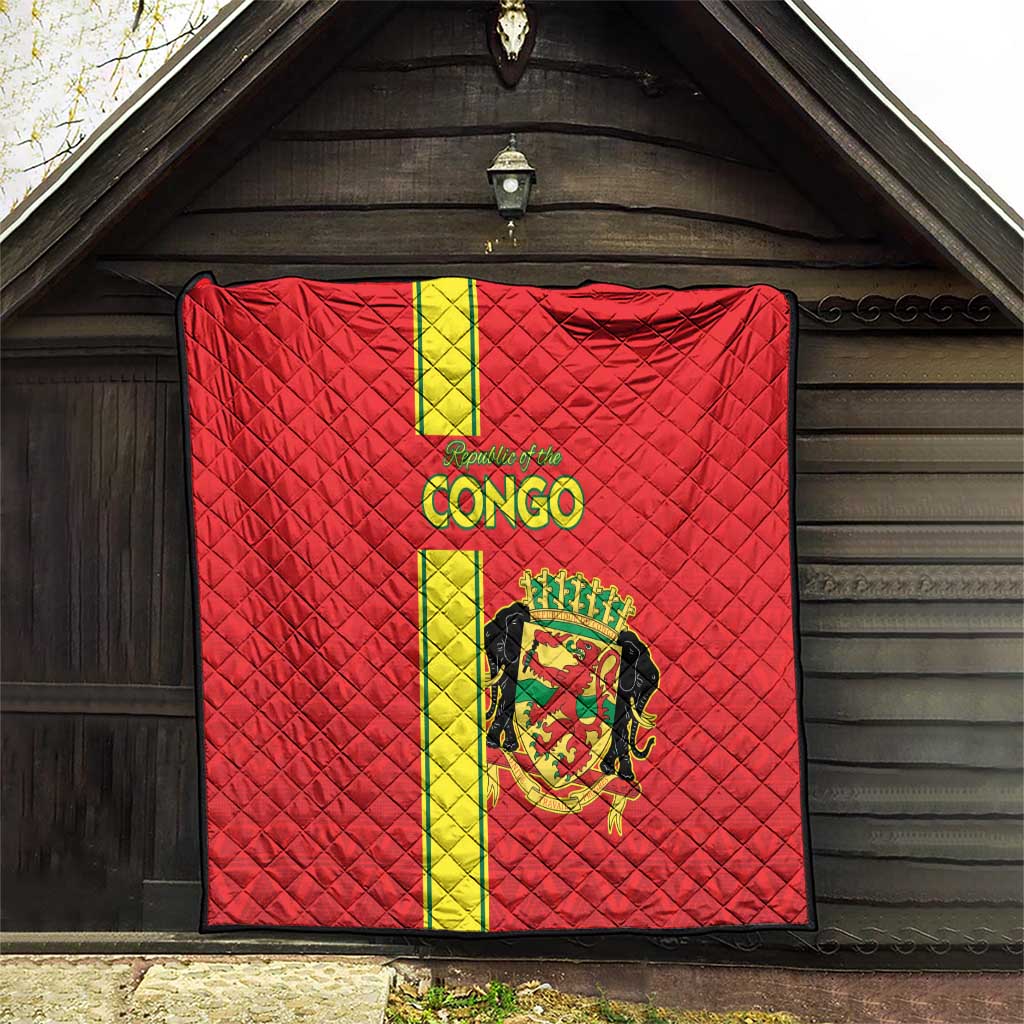 Congo Brazzaville Football Quilt Go Ba Diabulu ya Mbwaki Red Color - Wonder Print Shop
