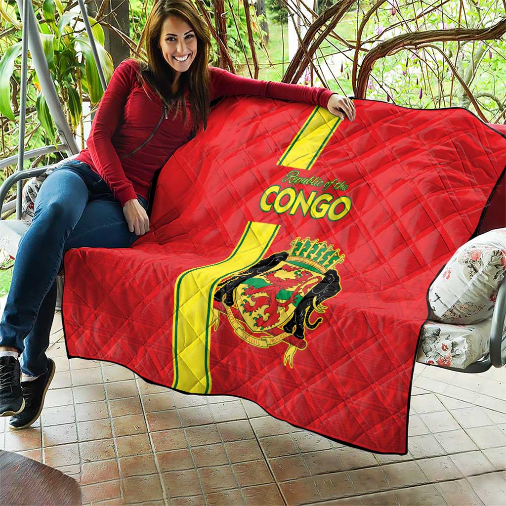 Congo Brazzaville Football Quilt Go Ba Diabulu ya Mbwaki Red Color - Wonder Print Shop