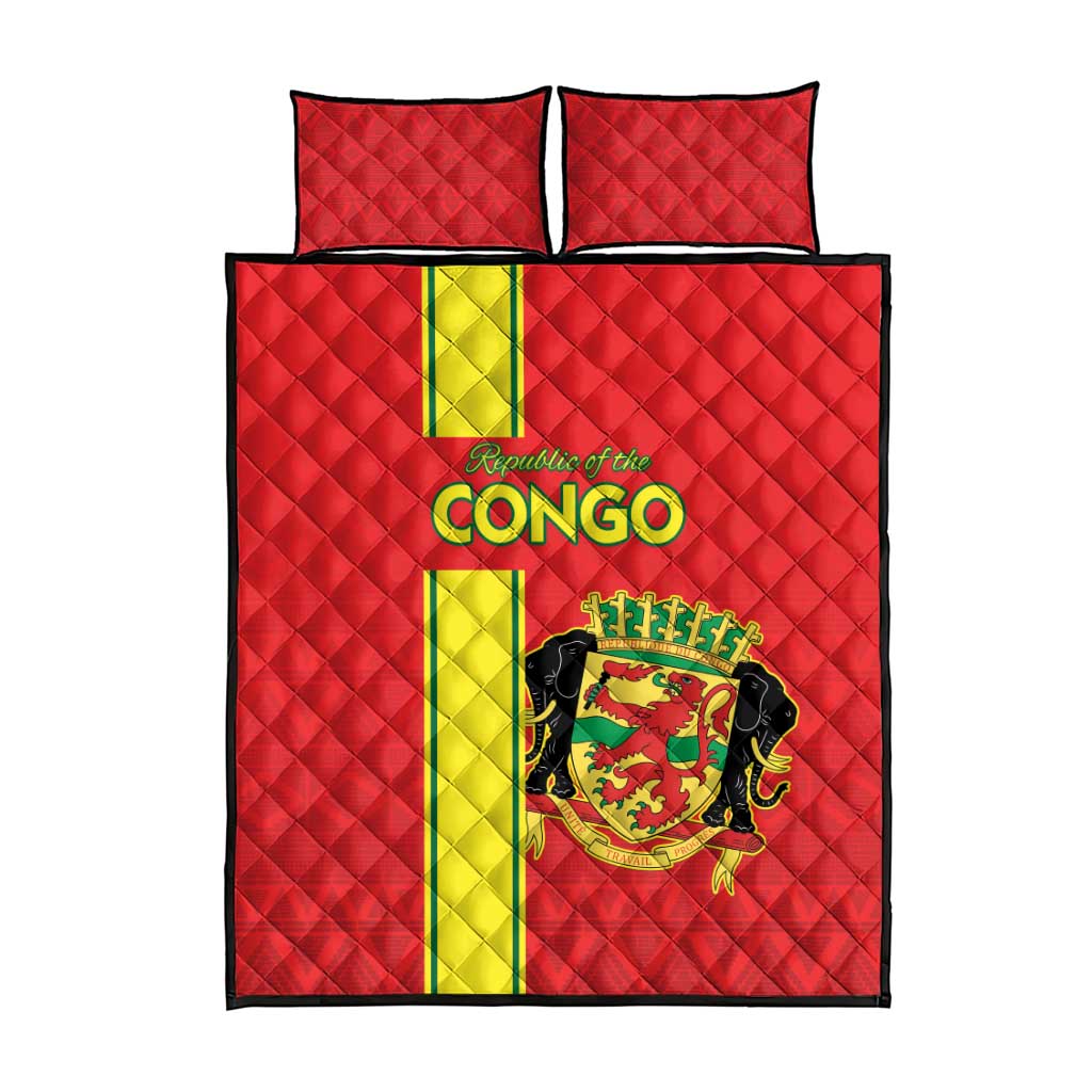 Congo Brazzaville Football Quilt Bed Set Go Ba Diabulu ya Mbwaki Red Color - Wonder Print Shop