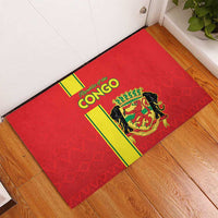 Congo Brazzaville Football Rubber Doormat Go Ba Diabulu ya Mbwaki Red Color - Wonder Print Shop