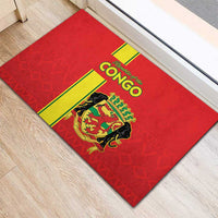 Congo Brazzaville Football Rubber Doormat Go Ba Diabulu ya Mbwaki Red Color - Wonder Print Shop