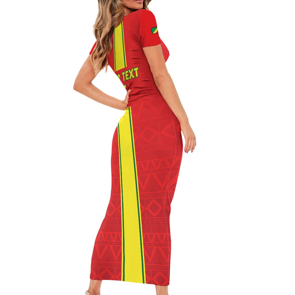 Custom Congo Brazzaville Football Short Sleeve Bodycon Dress Go Ba Diabulu ya Mbwaki Red Color - Wonder Print Shop