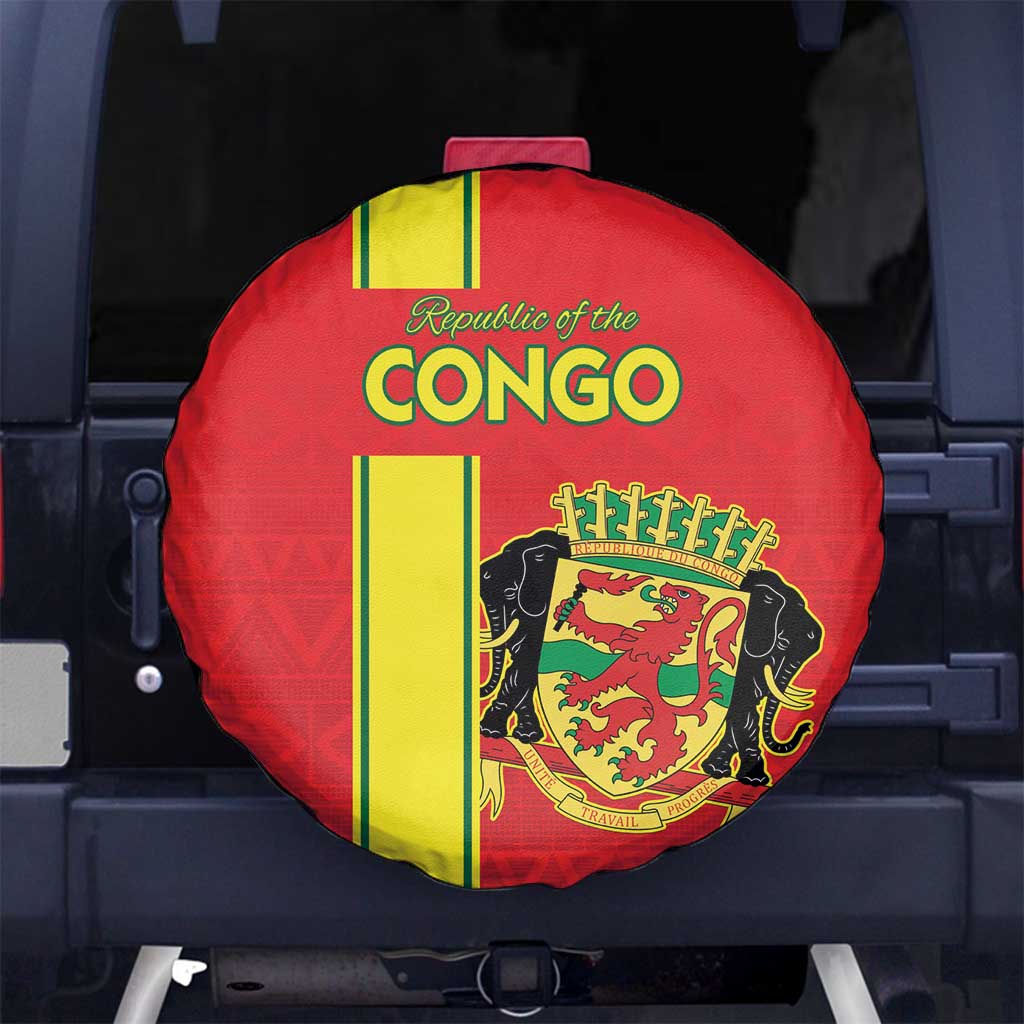 Congo Brazzaville Football Spare Tire Cover Go Ba Diabulu ya Mbwaki Red Color - Wonder Print Shop