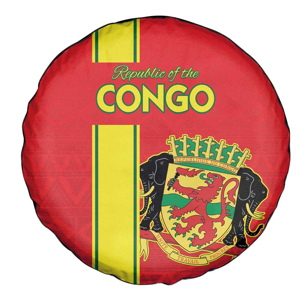 Congo Brazzaville Football Spare Tire Cover Go Ba Diabulu ya Mbwaki Red Color - Wonder Print Shop