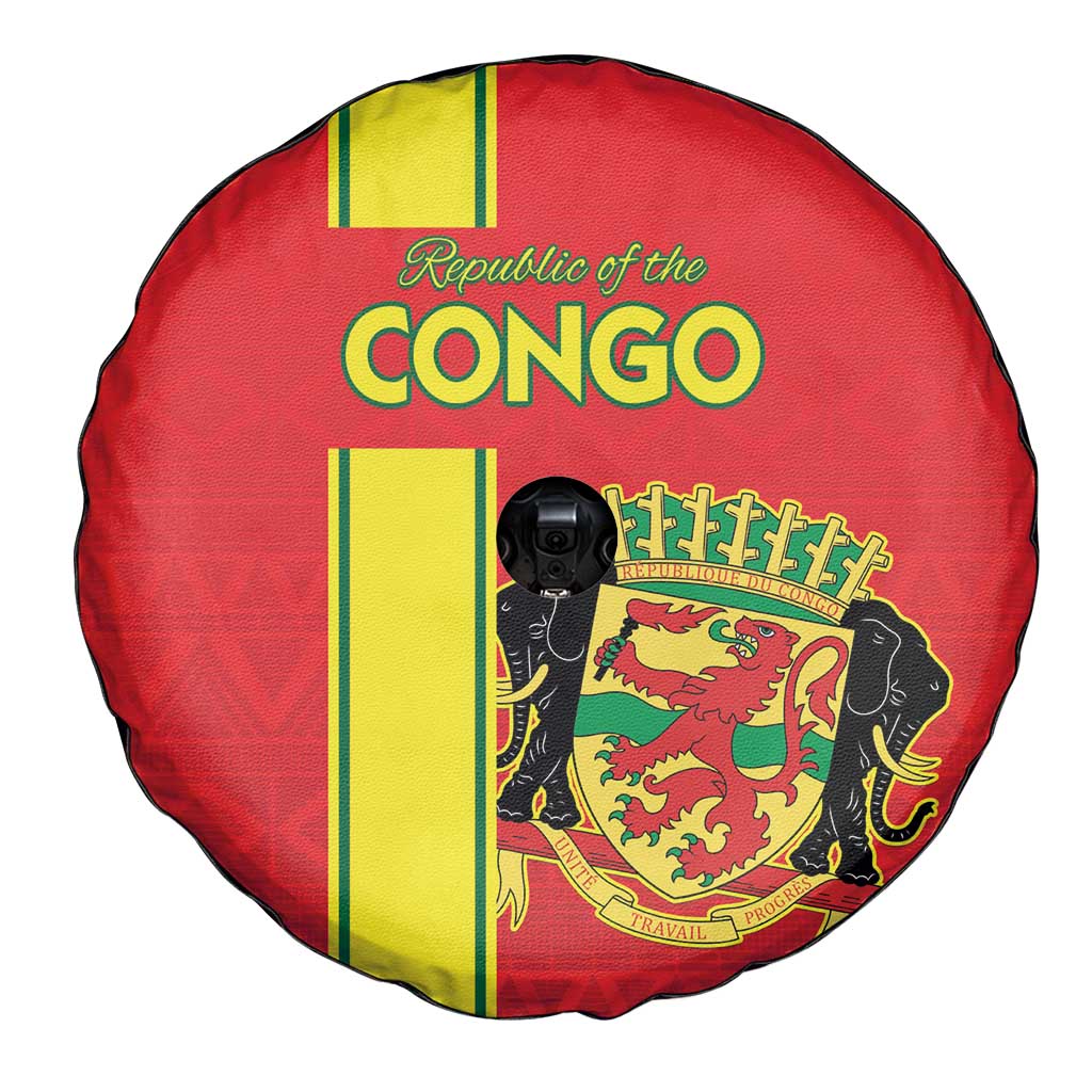 Congo Brazzaville Football Spare Tire Cover Go Ba Diabulu ya Mbwaki Red Color - Wonder Print Shop