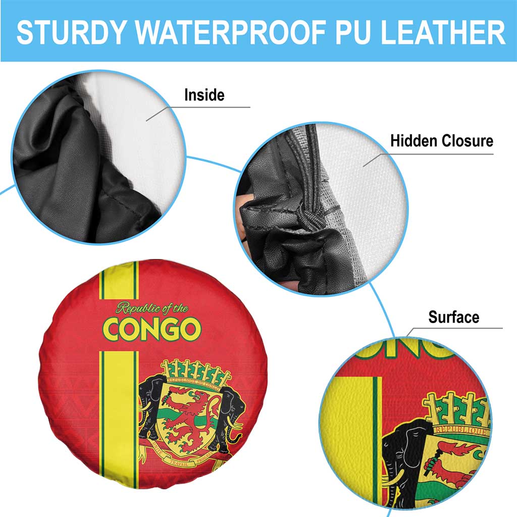 Congo Brazzaville Football Spare Tire Cover Go Ba Diabulu ya Mbwaki Red Color - Wonder Print Shop