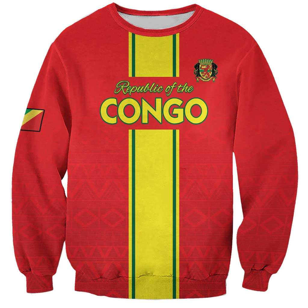 Custom Congo Brazzaville Football Sweatshirt Go Ba Diabulu ya Mbwaki Red Color - Wonder Print Shop