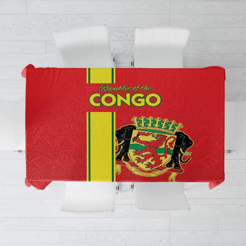 Congo Brazzaville Football Tablecloth Go Ba Diabulu ya Mbwaki Red Color - Wonder Print Shop