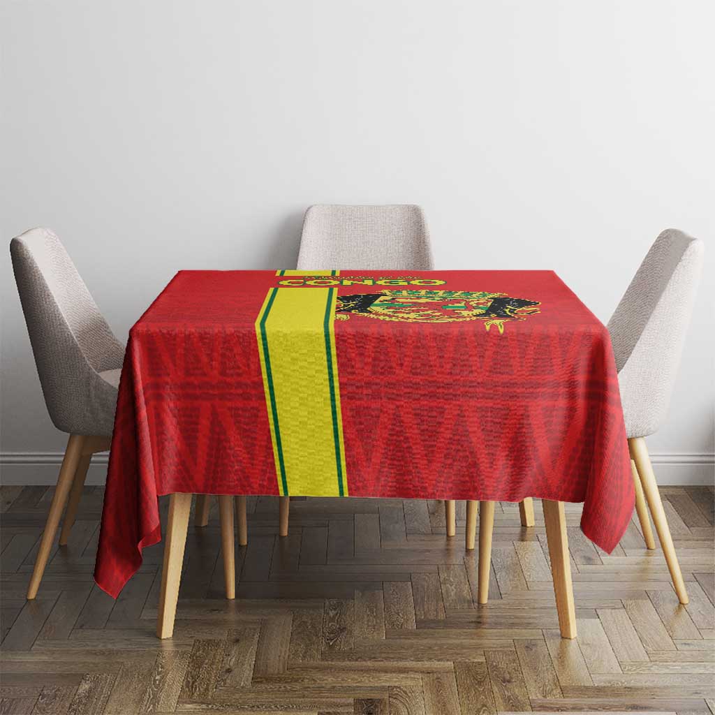 Congo Brazzaville Football Tablecloth Go Ba Diabulu ya Mbwaki Red Color - Wonder Print Shop