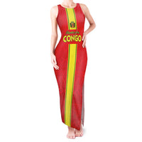 Custom Congo Brazzaville Football Tank Maxi Dress Go Ba Diabulu ya Mbwaki Red Color - Wonder Print Shop